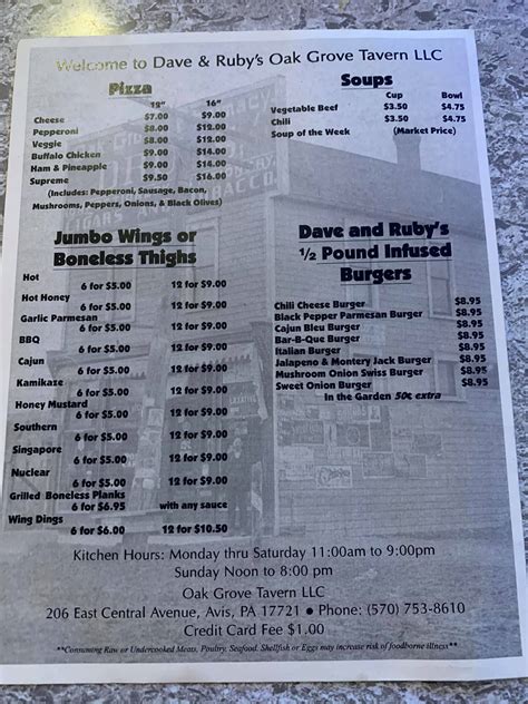 dave and ruby's menu